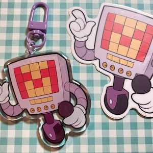 Llavero acrílico de Mettaton de Undertale / Llavero de resina epoxi de 6,35 cm + juego de pegatinas / Llavero transparente de doble cara / Envío gratis