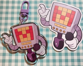 Mettaton Undertale Acrylic Charm | 2.5” Epoxy Charm + Sticker set | Double Sided Cute Clear Keychain | Free Shipping