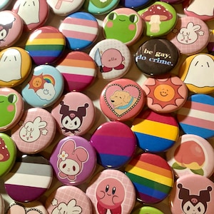 CHOOSE- Button Pack (4, 5, 6, 10+ buttons) 1.25" | + Tracking | Custom Backpack Pins | Cute Aesthetic Pin Pack | Free Shipping READ DESC.