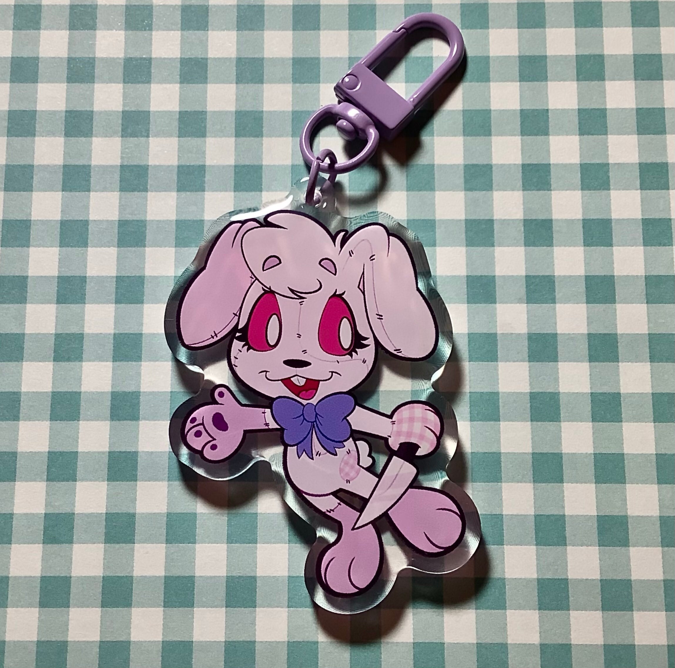 Vanny Pink Rabbit Vanny Acrylic Charm | 2.5” Epoxy Double Sided Charm | Cute Clear Bunny ...