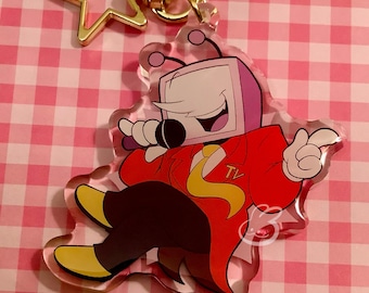 Tenna Deltarune Acrylic Charm | 2.5" Epoxy Charm + Sticker Set | Double Sided Keychain