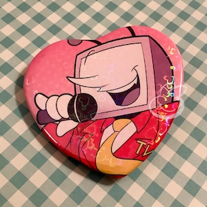 Pin de corazón Tenna Deltarune / Pin de botón holográfico con forma de corazón de 6,35 cm (2,5")