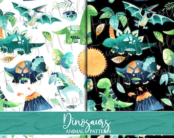 Dinosaurs Seamless Pattern, Dinosaur Digital Paper, Dinosaur Clipart Pattern, Fabric Pattern, INSTANT DOWNLOAD Dino Digital Pattern