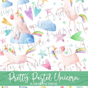 Rainbow Unicorn Seamless Pattern Download, Unicorn Digital Paper, Seamless Paper Unicorn Scrapbook, Kawaii Unicorn Pattern, Unicorn Clipart