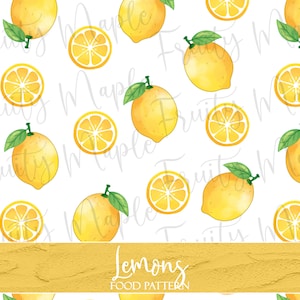 Lemon Seamless Pattern, Lemon Slices Digital Paper, Watercolor Fruit Seamless Fabric Pattern, Citrus Lemon Clipart Pattern INSTANT DOWNLOAD