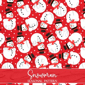 Snowman Digital Paper, Seamless Snowman Fabric Pattern,  Snowman Seamless Pattern, Snow Scrapbook Christmas Clipart Pattern INSTANT DOWNLOAD