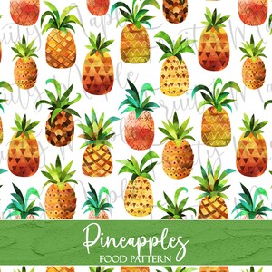 Pineapple Seamless Pattern, Watercolor Fruit Digital Paper, Fruit Seamless Pattern, Pineapple Fabric Pattern, Fruit Clipart INSTANT DOWNLOAD