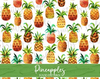 Pineapple Seamless Pattern, Watercolor Fruit Digital Paper, Fruit Seamless Pattern, Pineapple Fabric Pattern, Fruit Clipart INSTANT DOWNLOAD