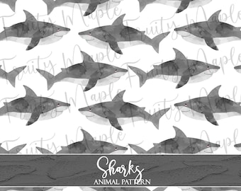 Shark Seamless Pattern, Sharks Digital Paper, Shark Clipart Pattern, Shark Fabric Pattern, Scrapbook INSTANT DOWNLOAD Digital Pattern