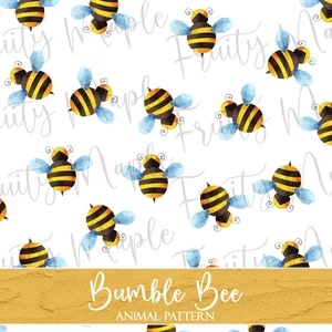 Bumble Bee Seamless Pattern, Bee Fabric Pattern, Bee Digital Paper Download, Bee Clipart Pattern, Watercolor Bee Seamless Fabric Download
