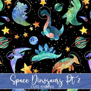 Space Dinosaurs Naadloos Patroon, Dinosaur Digital Paper, Dinosaur Clipart Patroon, Fabric Patroon, INSTANT DOWNLOAD Dino Digitaal Patroon