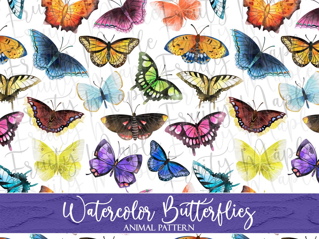 Watercolor Butterflies Seamless Pattern, Butterfly Digital Paper ...
