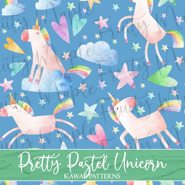 INSTANT DOWNLOAD Seamless Pattern, Unicorn Digital Paper, Seamless Paper Unicorn Scrapbooking, Kawaii Unicorn Fabric Pattern Unicorn Clipart