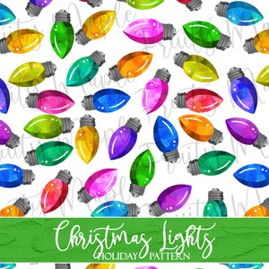 Christmas Lights Seamless Pattern, Christmas Digital Paper Scrapbook, Christmas Clipart Pattern, Christmas Fabric Pattern INSTANT DOWNLOAD