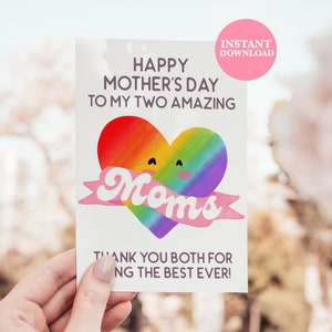 Biglietto di auguri per la festa della mamma alle mie due mamme / biglietto per la festa della mamma gay / biglietto per la festa della mamma lesbica / club di due mamme / festa della mamma lgbtq / mamma queer