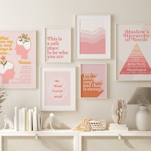 Conjunto de 6 impresiones de salud mental / decoración de la pared de la oficina del terapeuta / lo que dices aquí se queda aquí / impresión de consejero / impresión de psicólogo /