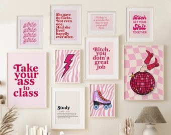 College dorm decor wall art set of 10 | College dorm sign | artprints college dorm | college apartment decor for girls | funny Roommate