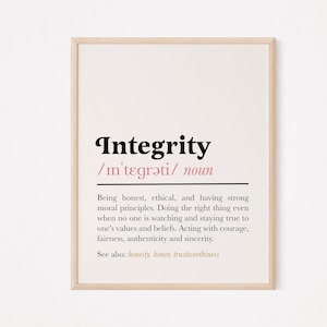 Integrity definition print | integrity quote | inspirational quote | teamwork poster | school counselor office print | principal | boss