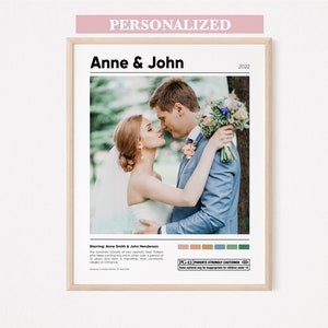 Impresión personalizada de póster de película de pareja / póster de pareja personalizado / impresión de regalo de boda de pareja / póster de película para regalo de pareja de San Valentín