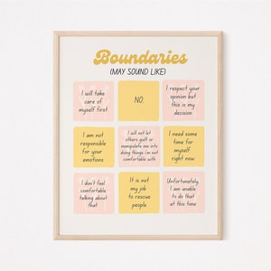 Boundaries print | Boundaries poster | cbt print | therapy office decor | therapist print | school counselor office decor | self care print