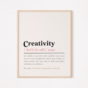 Creativity definition print | creativity quote | imagination wall art | teacher definition classroom wall art | counselor print wall art