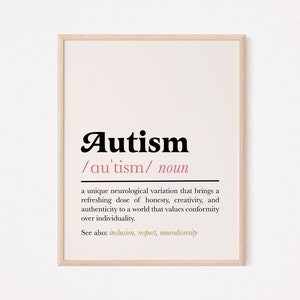Autism definition print | autism poster | autism awareness wall art | autism meaning | neurodivergent print | neurodiversity | social worker