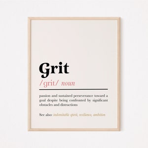 grit definition print | grit printable | grit quote print | grit wall art | motivational quote | hr wall art office | hustle quote wall art