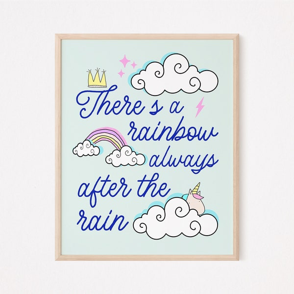 There is a rainbow always after the rain print | rainbow after the storm | mental health print | affirmation | self care print | therapy