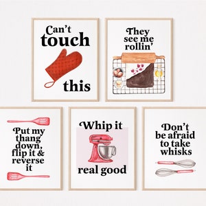 Baking Print Set | Funny kitchen print set | kitchen puns | kitchen wall art set | funny kitchen rap print | funny baking quotes baking mama