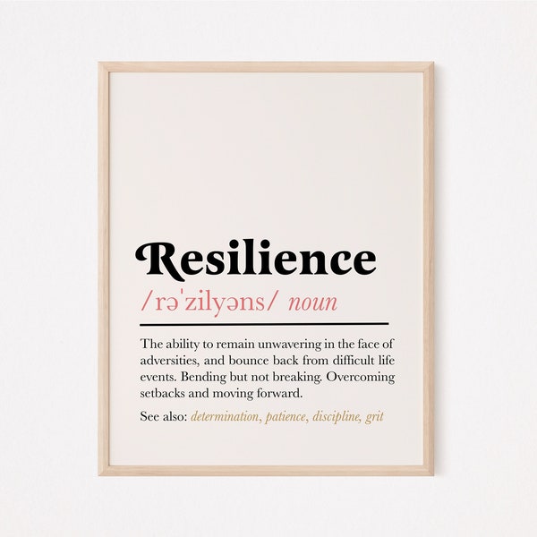 Resilience definition print | resilience printable | resilience quote print | resilience wall art | motivational quote | hr wall art office