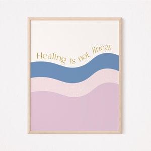Healing is not linear print | therapy wall decor | mental health print | therapist office wall decor | affirmation print | daily affirmation