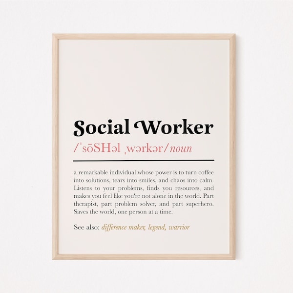 Social worker definition print | social worker appreciation gift | social work quote print | social worker print | therapist quote print