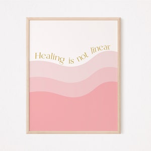 Healing is not linear print | therapist office wall decor | therapy print | therapist print | counselor print mental health | social worker