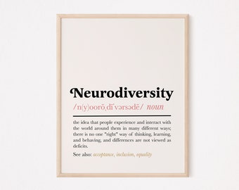 Neurodiversity print | neurodiversity poster | neurodiversity definition | neurodivergent | autism poster | counselor print | therapist