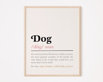 Dog definition print | definition of dog wall art | dog quote print | dog decor print | Fur mom print | Dog mom prints | Dog lover wall art