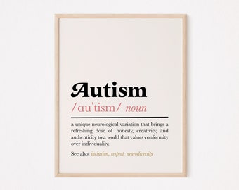 Autism definition print | autism poster | autism awareness wall art | autism meaning | neurodivergent print | neurodiversity | social worker