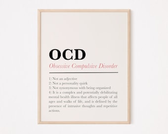 Ocd Awareness Druck | ocd ist kein Adjektiv | Zwangsstörung Druck | ocd-Definition | Therapeutenbüro | Sozialarbeiter Kunst