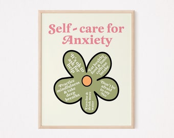Self care for anxiety print | anxiety quote print | anxiety tips | mental health tips | self care print | therapy print | therapist print |