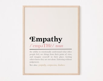 Empathy definition print | empathy poster | empathy wall art | Empathy Quote | therapist office print | school counselor office wall art