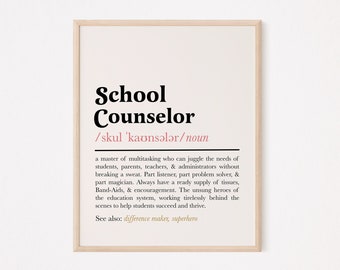 School counselor definition print | school counselor office wall art | school counselor appreciation gift | leaving gift | thank you gift