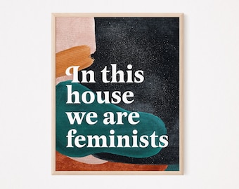 En esta casa somos feministas impresión / impresión de cita feminista / impresión feminista boho / impresión feminista boho de mediados de siglo / arte de pared feminista