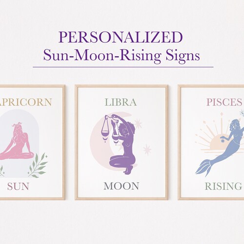 Personalized Sun Moon Rising Print Nordic Pastel Astrology Etsy