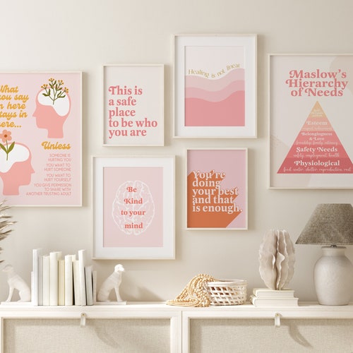 Set of 6 Mental health prints | therapist office wall decor | what you say in here stays in here | counselor print | psychologist print |