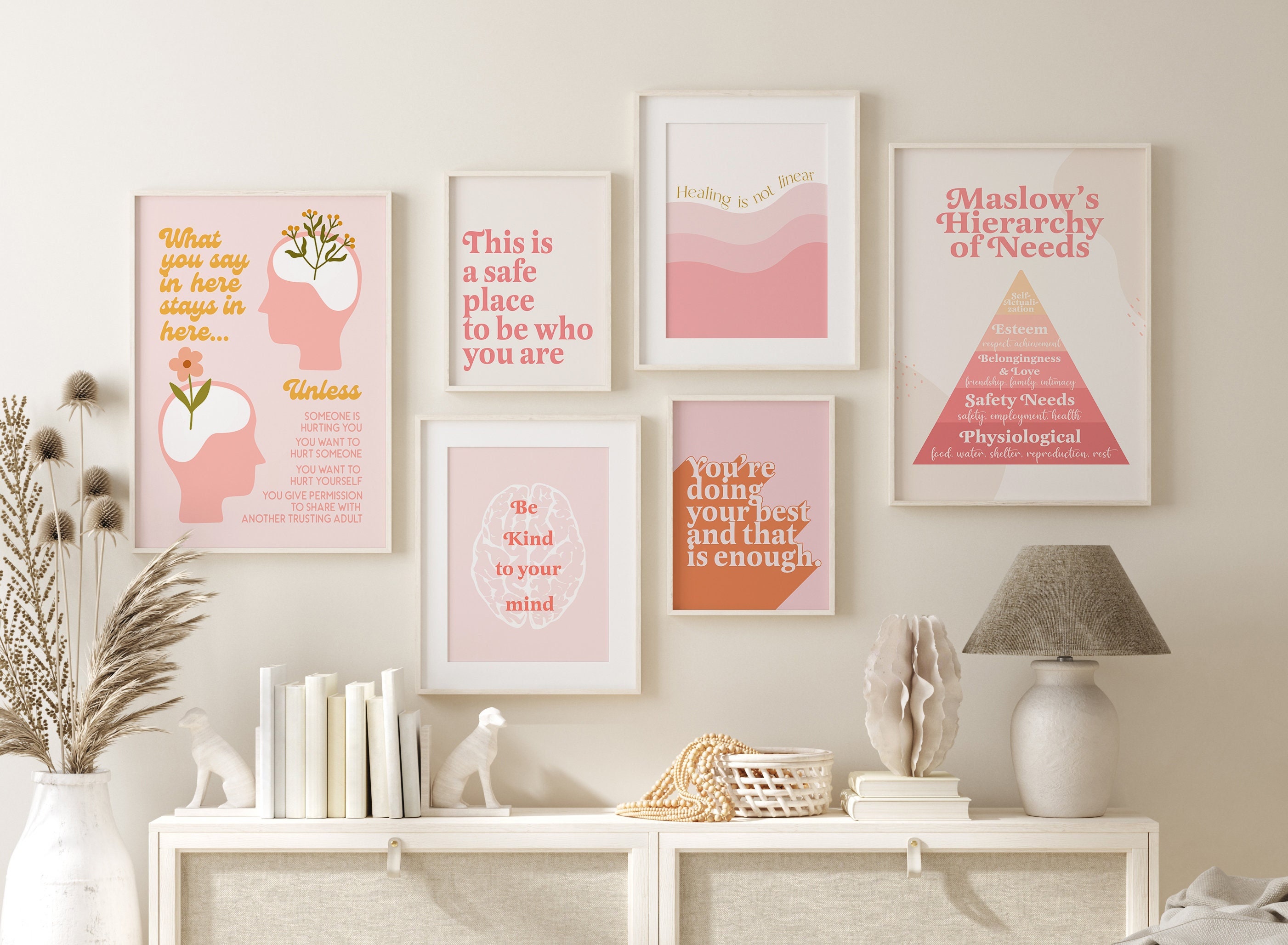 Set of 6 Mental Health Prints Therapist Office Wall Decor Sex Image Hq
