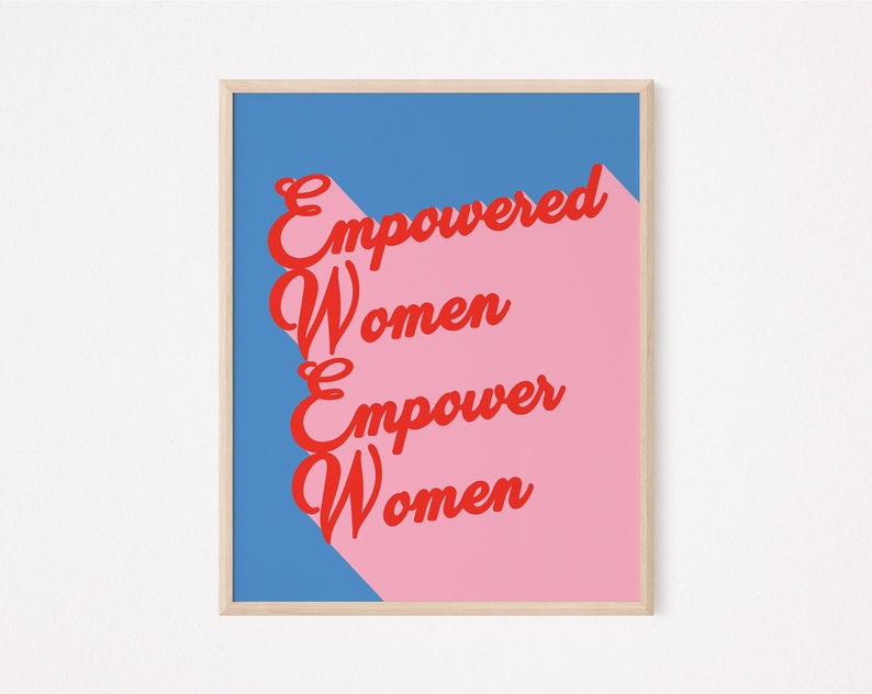 Gestärkte Frauen befähigen Frauen Feministische Wandkunst Lesbische Drucke weibliche Empowerment Affirmationsdruck Retro Zitat Wandkunst LGBT Bild 1