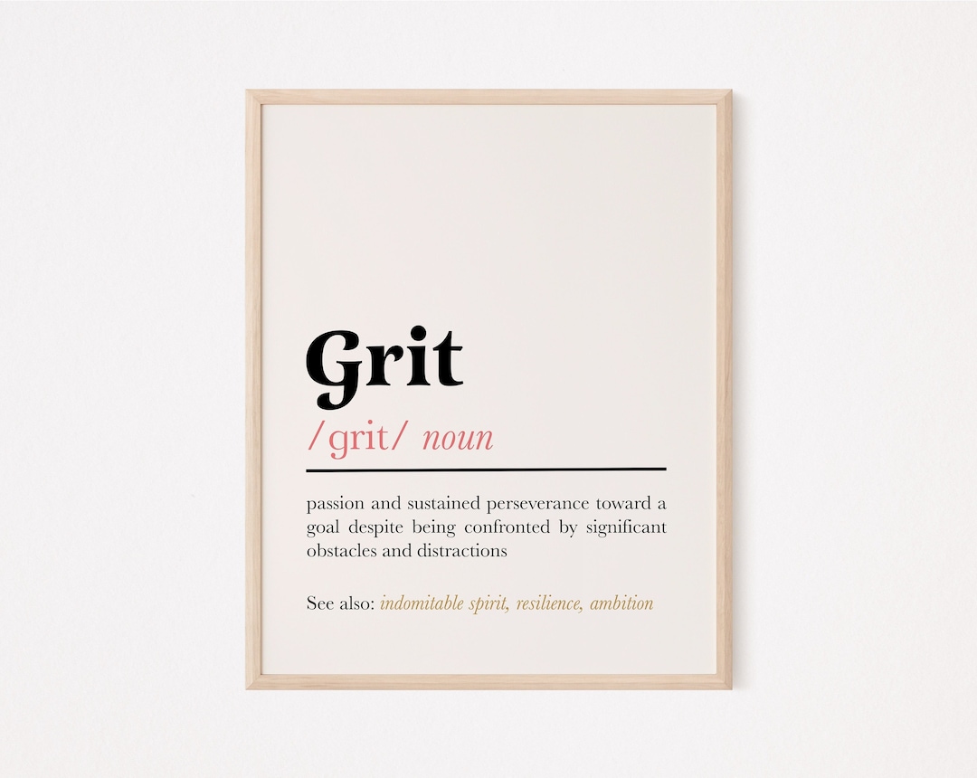 Grit Definition Print Grit Printable Grit Quote Print Grit Wall Art Motivational Quote Hr Wall