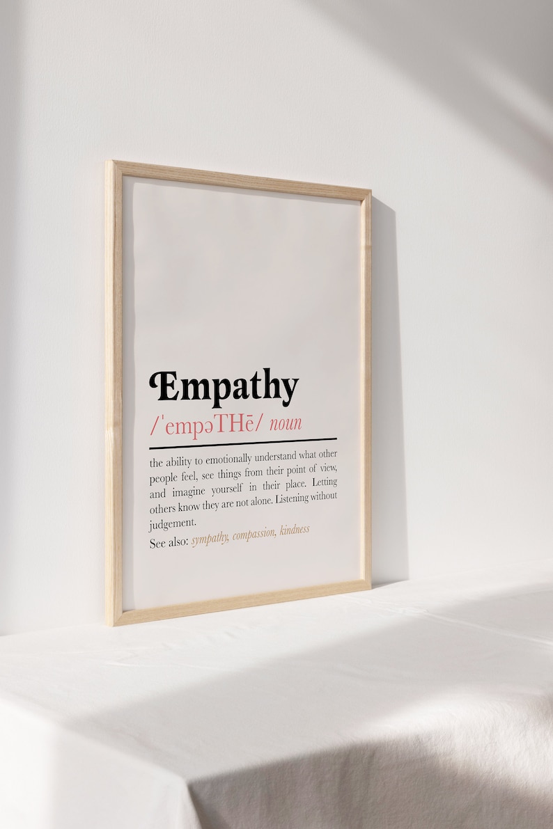 Empathy Definition Print Empathy Poster Empathy Wall Art Etsy