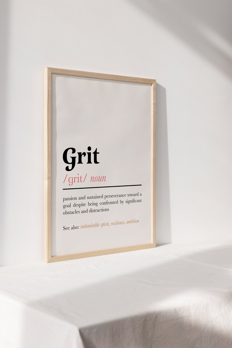 Grit Definition Print Grit Printable Grit Quote Print Etsy