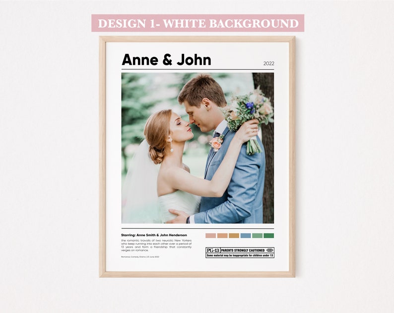 Personalized Couple Movie Poster Print | Custom Couple Poster | Couple Wedding Gift Print | Movie Poster for Couple valentines couple gift Design 1