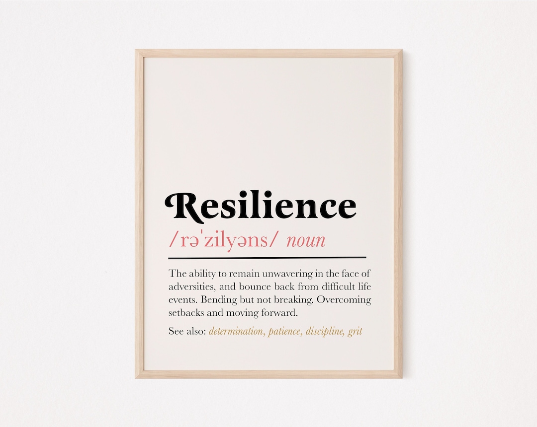 Resilience Definition Print Resilience Printable Resilience Quote Print Resilience Wall Art